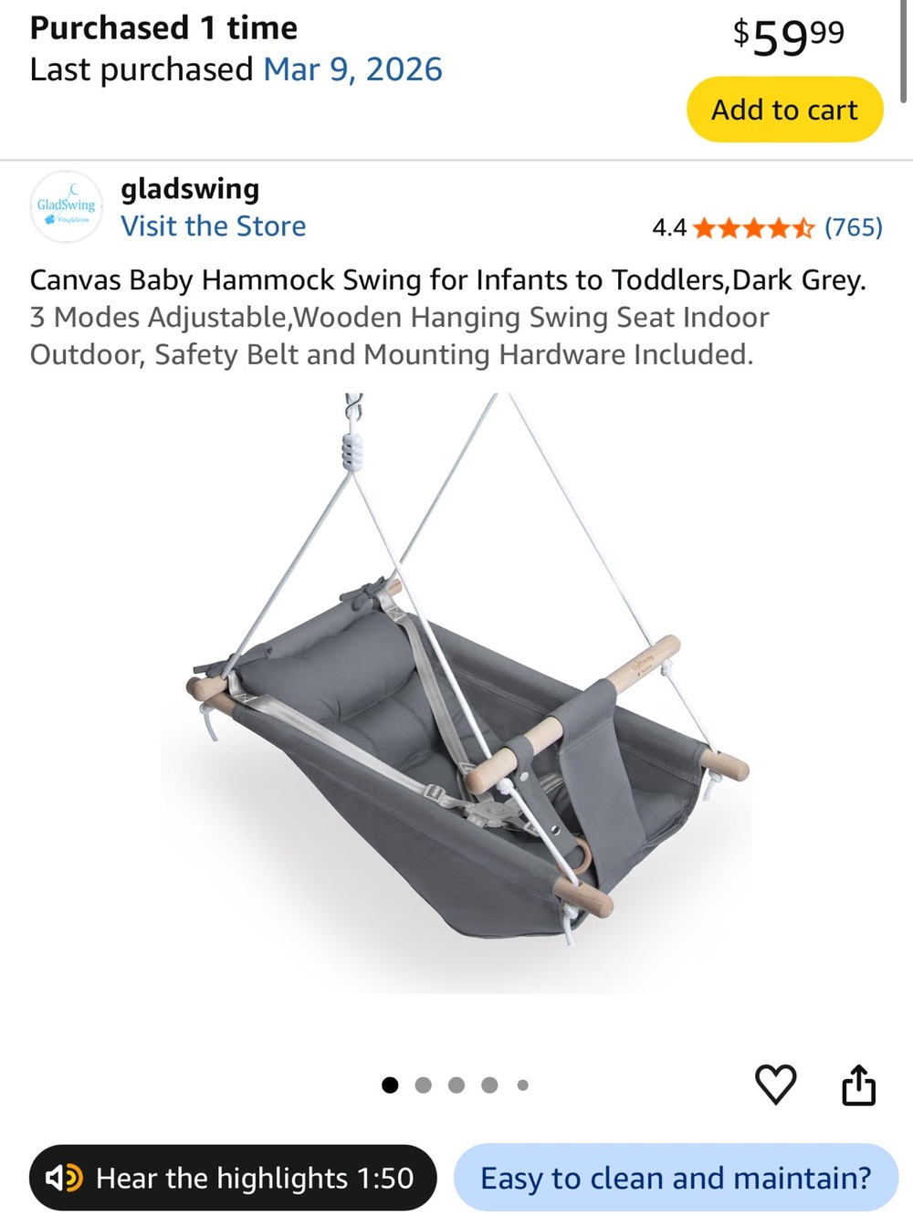 Infant/Toddler Hammock Swing